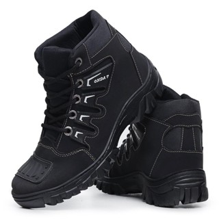Bota Coturno Masculino Motociclista Militar Cano Médio - Motociata Preta 01