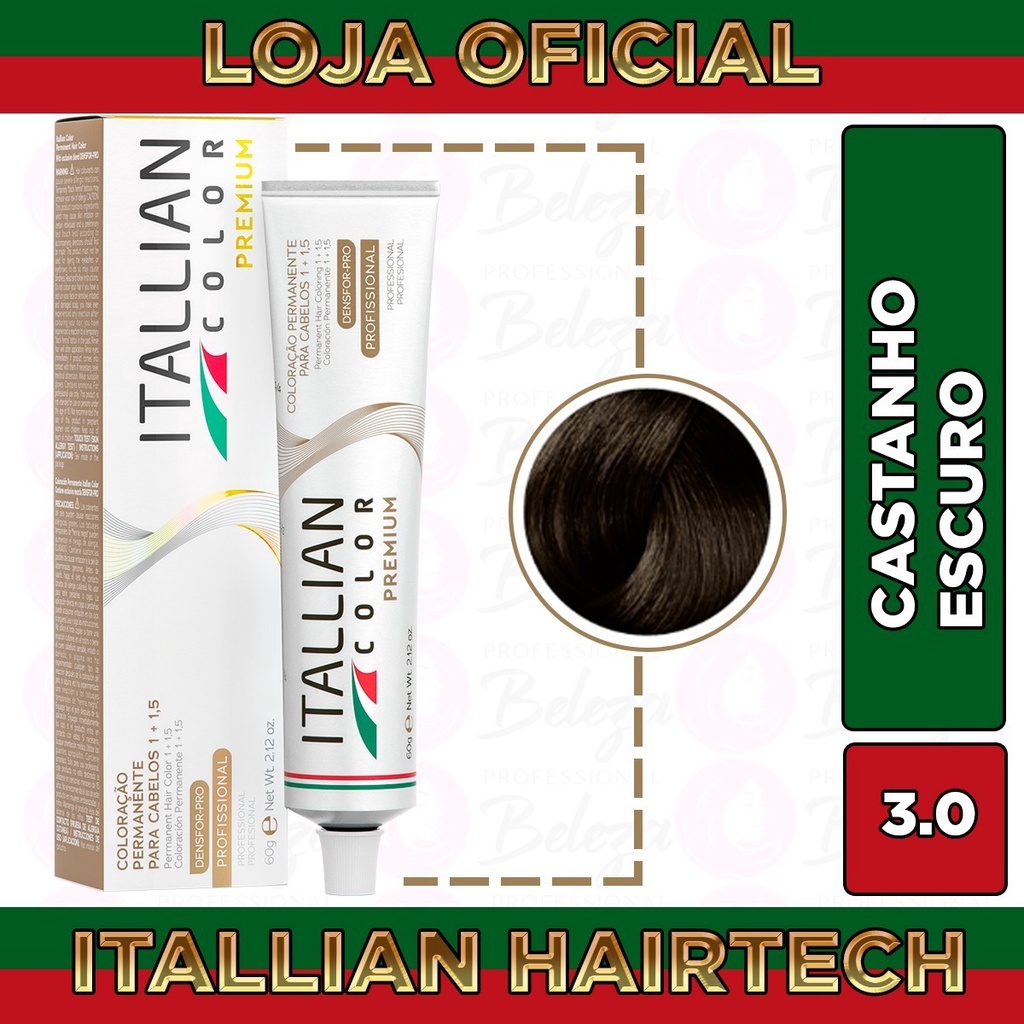 Coloração Itallian Color Professional 3.0 Castanho Escuro em Oferta na Shopee