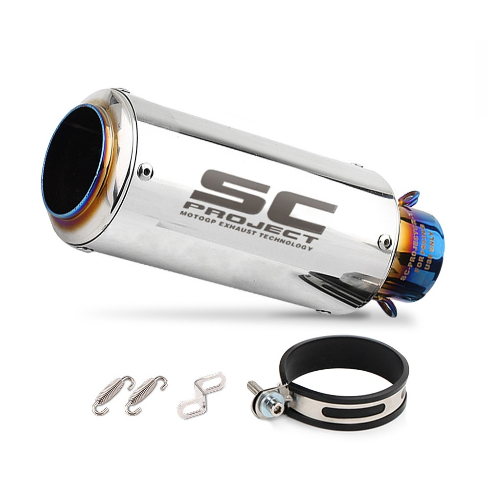 Universal 51MM 60MM Entrada Da Motocicleta Ponta De Escape Tubo Traseiro Deslizamento-on Moto Silenciador