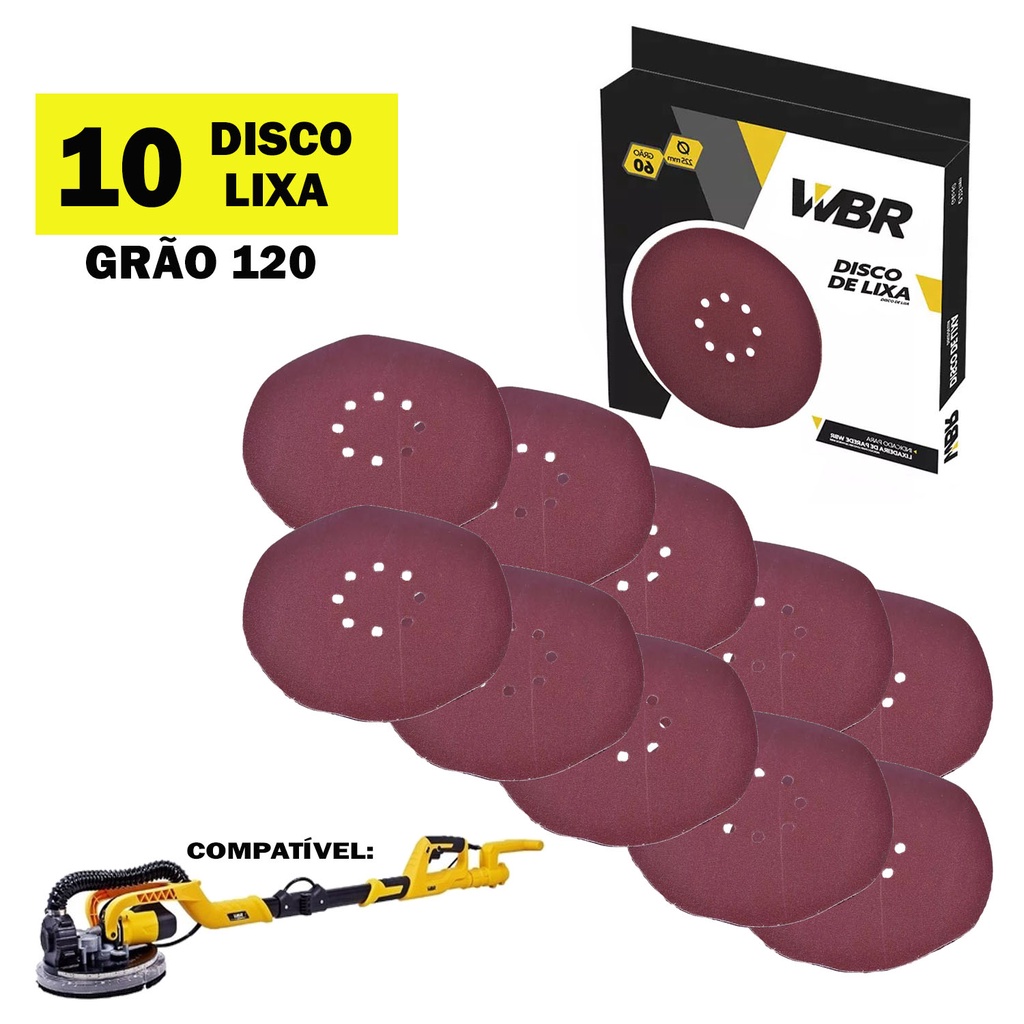 10 Disco Lixa Velcro 225mm Grão 120 Lixadeira Girafa Wagner em Oferta na Shopee