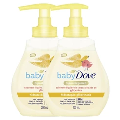 Kit 2 Sabonetes Líquido Baby Dove Hidratação Glicerinada da Cabeça aos Pés 200ml
