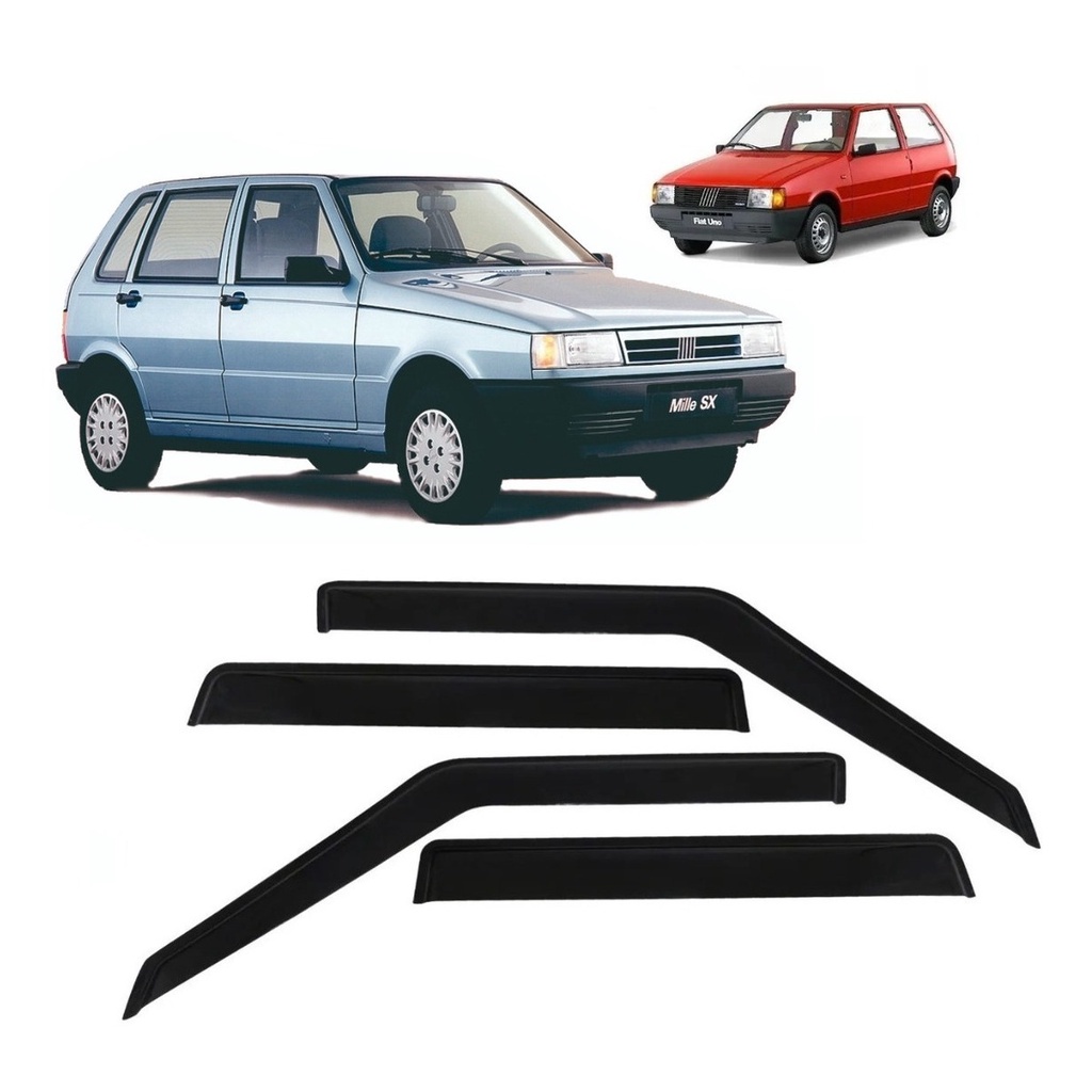 Calha De Chuva Defletor Fiat Uno Premio Elba 4 Portas  *Exceto Fire* Acrilico Fume Ecoflex 30.003A