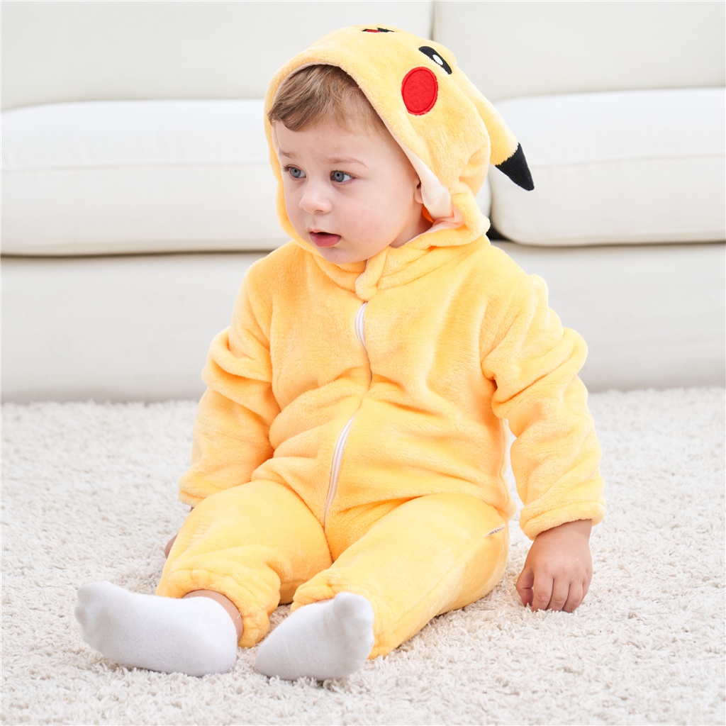 Bebê Unisexo Romper Recém-Nascido Dinossauro Pikachu Fofo Fato De Salto Anime Cosplay Fantasias Pijamas Para Meninas