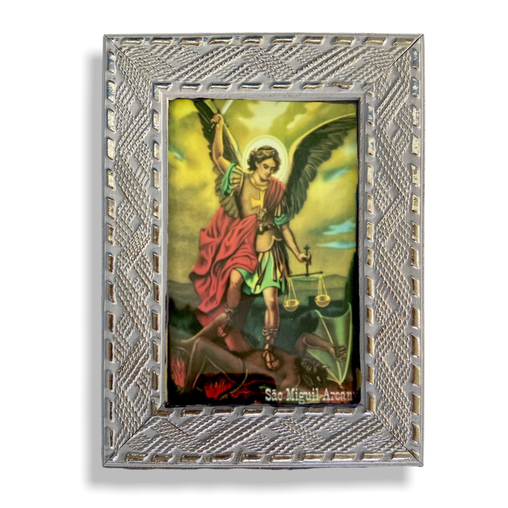 Quadro São Miguel Arcanjo Com Vidro Decorativo 20x15 Promoção