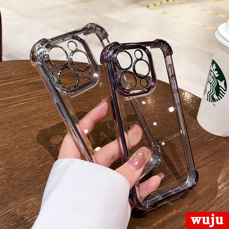 WUJU luxo Transparente Acrílico Capa Capinha De Celular Para iPhone 17 16 15 14 13 12 11 Pro Max Plus Air - detalhe