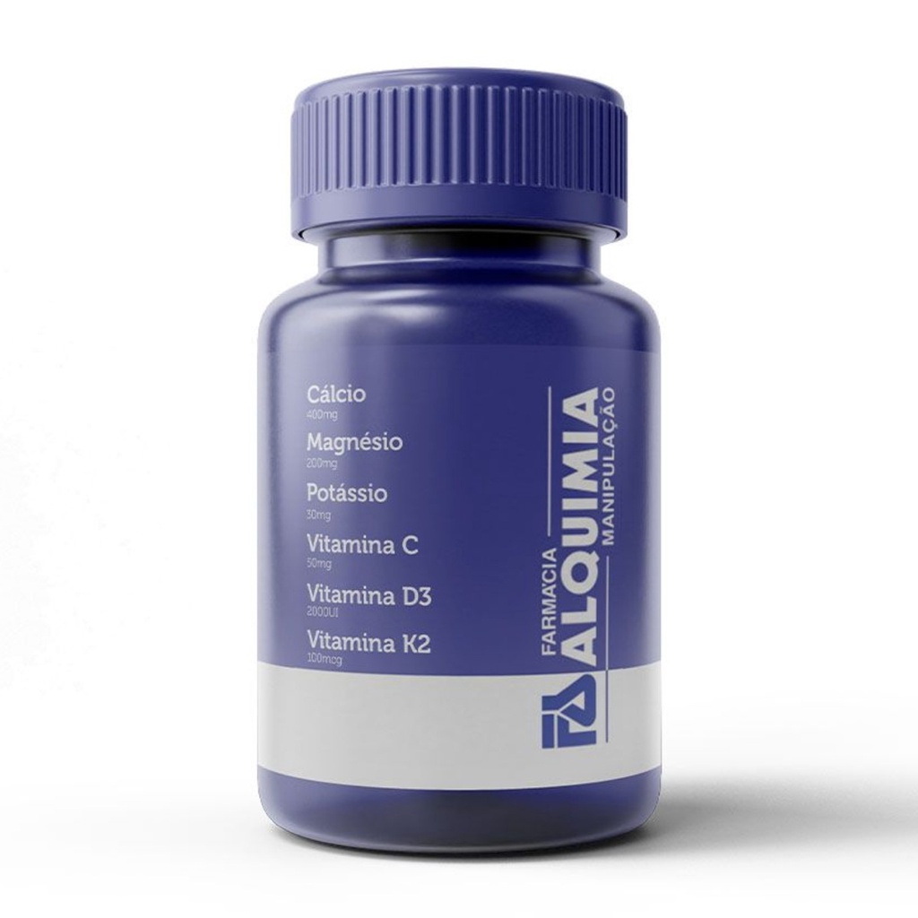 Calcio 400mg + Magnésio 200mg + Potássio 30 mg + Vitaminas C 50 mg+ D3 2000ui + K2 100mcg / Alquimia (30 Doses)