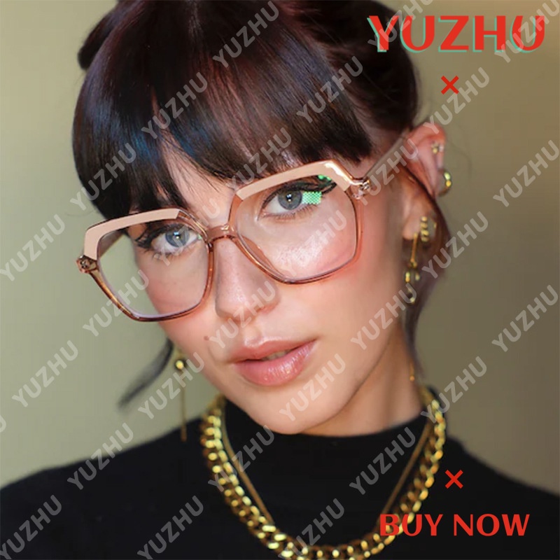 (YUZHU) Óculos De Moda Ocidental Com Bloqueio De Cor Irregular Nova Armação Quadrada Anti-Luz Azul Para Mulheres em Oferta na Shopee