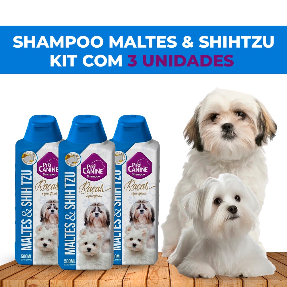 Kit 3 Un. Shampoo para Cachorro Raças Maltes e Shih-Tzu PróCanine 500ml