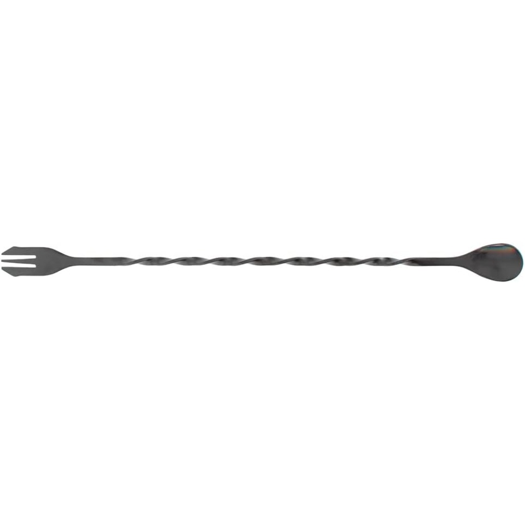 Colher Bailarina com Garfo Aço Inox Preto Ônix Black Preto Mimo Style 26cm