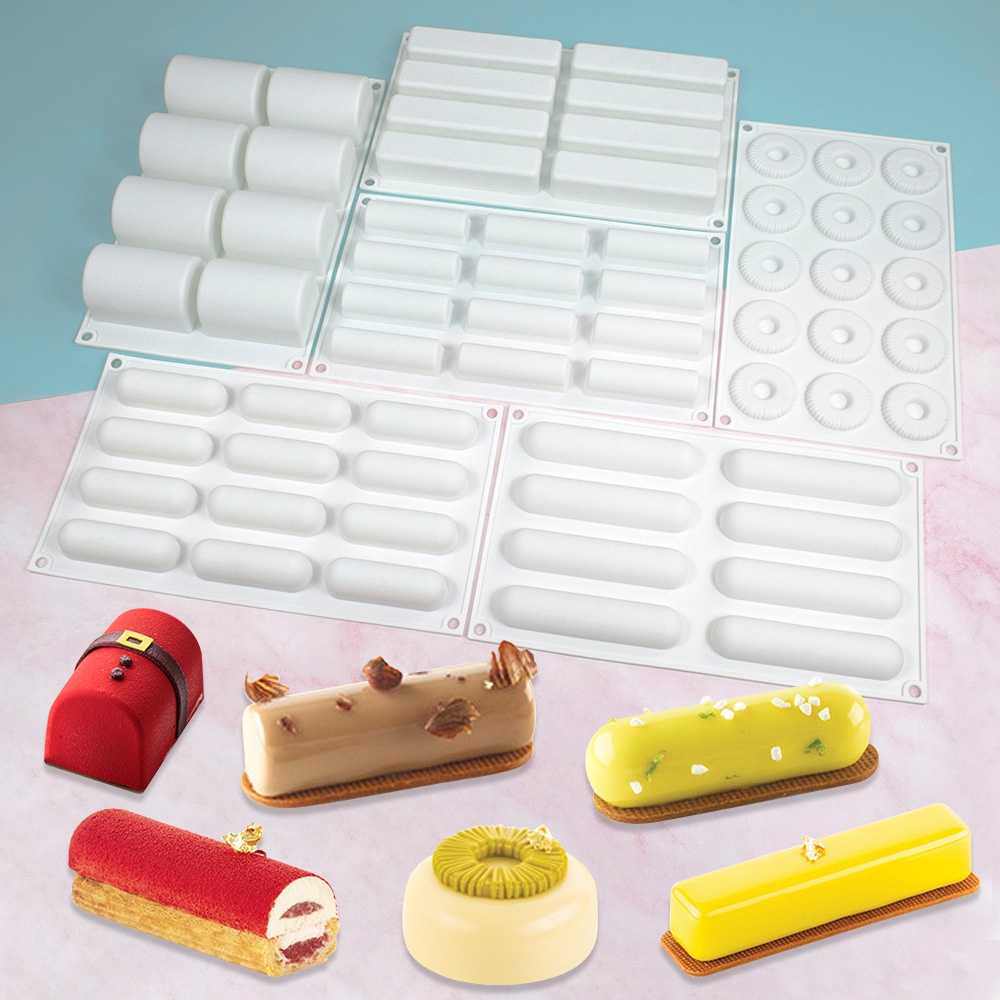 Molde De Mousse Tira Longa Sanduíche De Sobremesa Francês Silicone Cilindro Oval Salsicha Crocante Bolo De Faça Você Mesmo