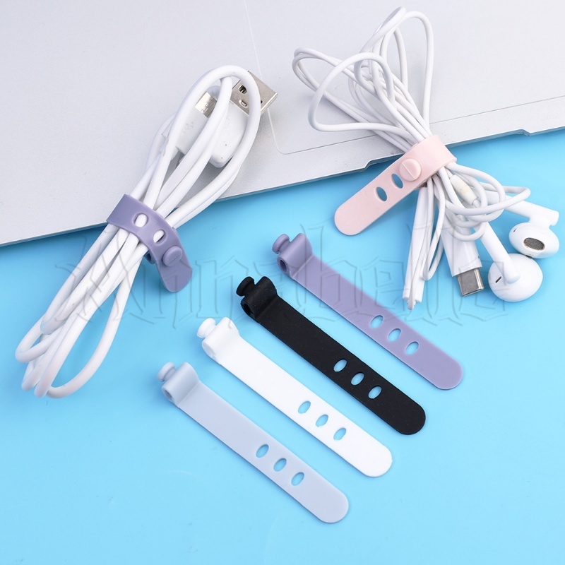 1/5 Pcs Carregador Enrolador De Cabo Fixação Grampo De Suporte De Arrumação Alça De Silicone Cabos Telefone Clipe Fone De Ouvido Organizador