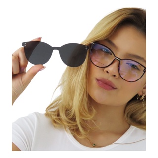 Armação Feminina Com Lentes Clip On 2 Em 1  Cf94 em Oferta na Shopee