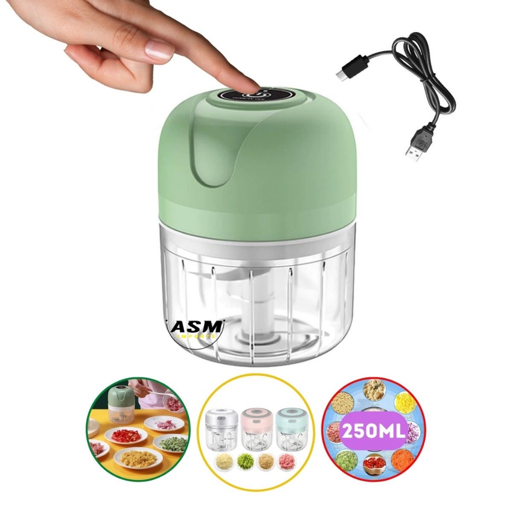 Mini Processador Triturador Elétrico de Alimentos Portátil 3 lâminas USB 250ml disponível