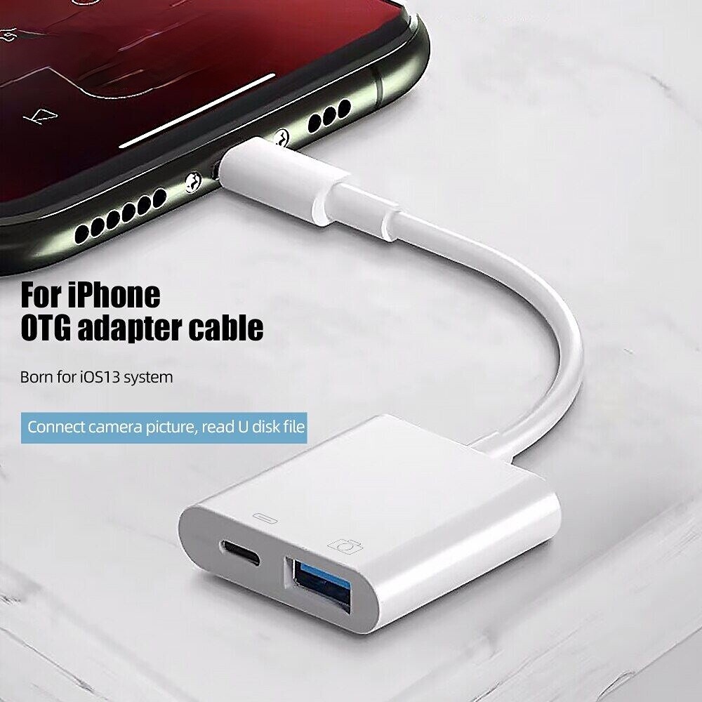 Cabo Adaptador OTG USB 3.0 Para iOS 16 15 14 13 Iluminação Conector Com Porta De Carregamento U Disk Teclado Mouse