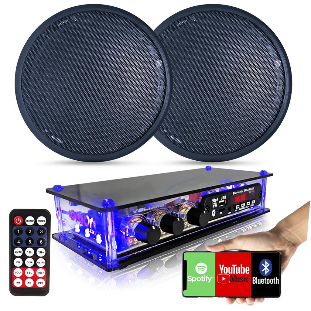 RECEIVER RCBT 40W + 02 ARANDELAS REDONDAS PRETAS