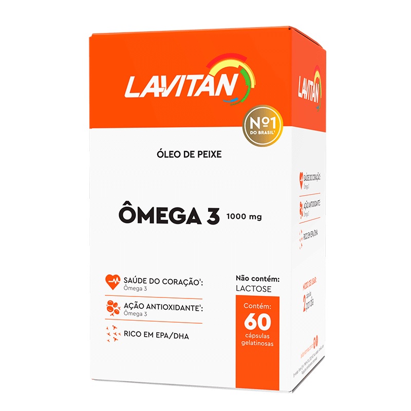 Ômega 3 Lavitan 60 Capsulas 1000mg Óleo de Peixe