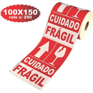 Etiqueta Adesiva Cuidado Frágil Seta Para Cima 100x150mm Couche em Oferta na Shopee