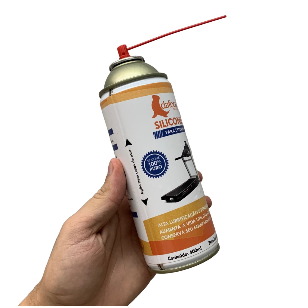 Silicone Profissional Spray Para Lubrificar Esteira Elétrica 400ml Retira Ruído Dafoca Sports