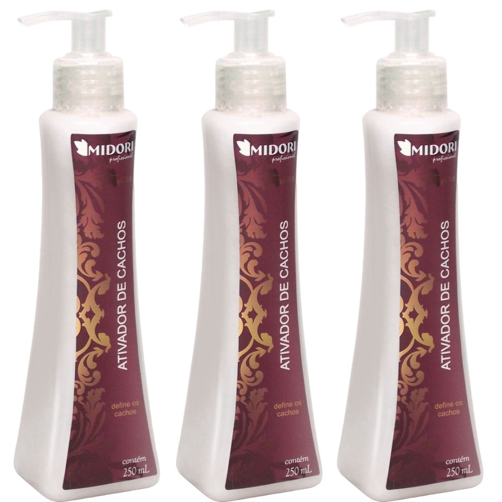 Kit 3 Ativador De Cachos Creme Sem Enxague 250ml Cada Midori