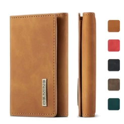 Magnético Pequena Vintage PU Couro Bolsa Fina Curta Para iPhone/Samsung/Xiaomi/Oppo Slim Porta-Cartões De Crédito