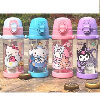 Sanrio mymelody Kuromi Cinnamoroll 450ml Garrafa De Água Portátil De Grande Capacidade Copos De Palha Esportiva Para Estudantes De Plástico Resistente A Vazamentos À Prova De em Oferta na Shopee