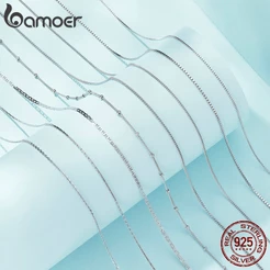 Bamoer 925 Sterling Silver Colar Básico Simples De 45cm De Comprimento Bom Para Presentes