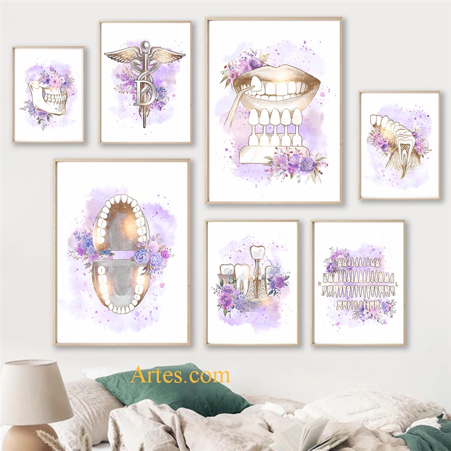 Quadro decorativo consultório dentista Quadro decorativo anatomia oral Quadro decorativo Dentes anatomia arte floral saúde oral decoração consultório Quadros decorativos Dentes anatomia arte floral saúde oral
