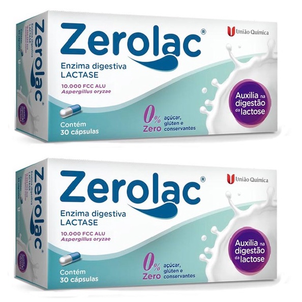 Kit 2 Zerolac Lactase Enzima Digestiva 30Cps - União Química