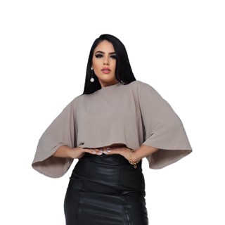 Blusa Feminina Soltinha Viscolycra Manga Flare Bufante