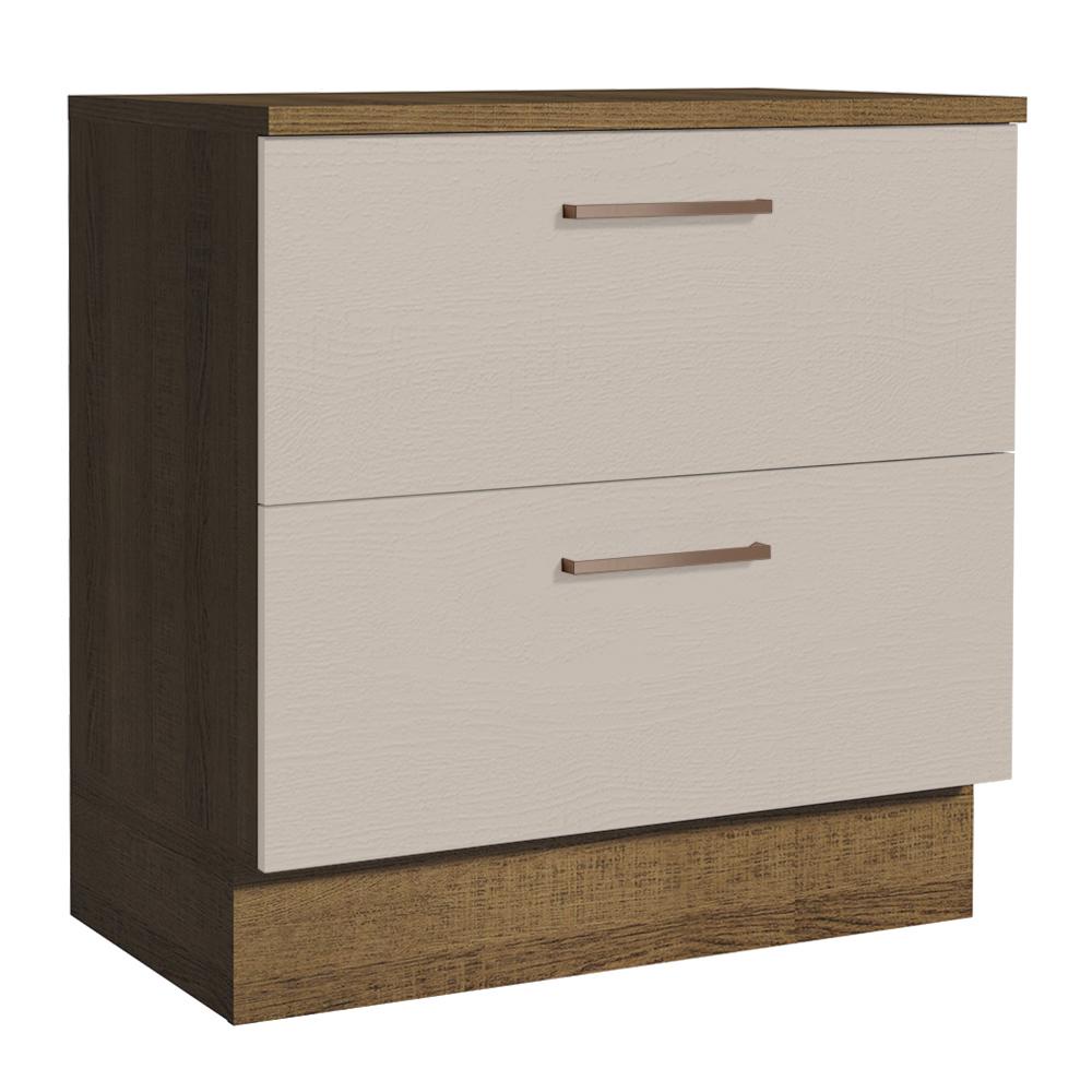 Balcão Armário de Cozinha 80 cm 2 Gavetas Rustic/Crema Agata Madesa - Home & Living