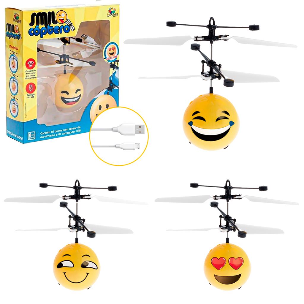Brinquedo Mini Drone Smile Helicoptero Voador Infravermelho - Art Brink