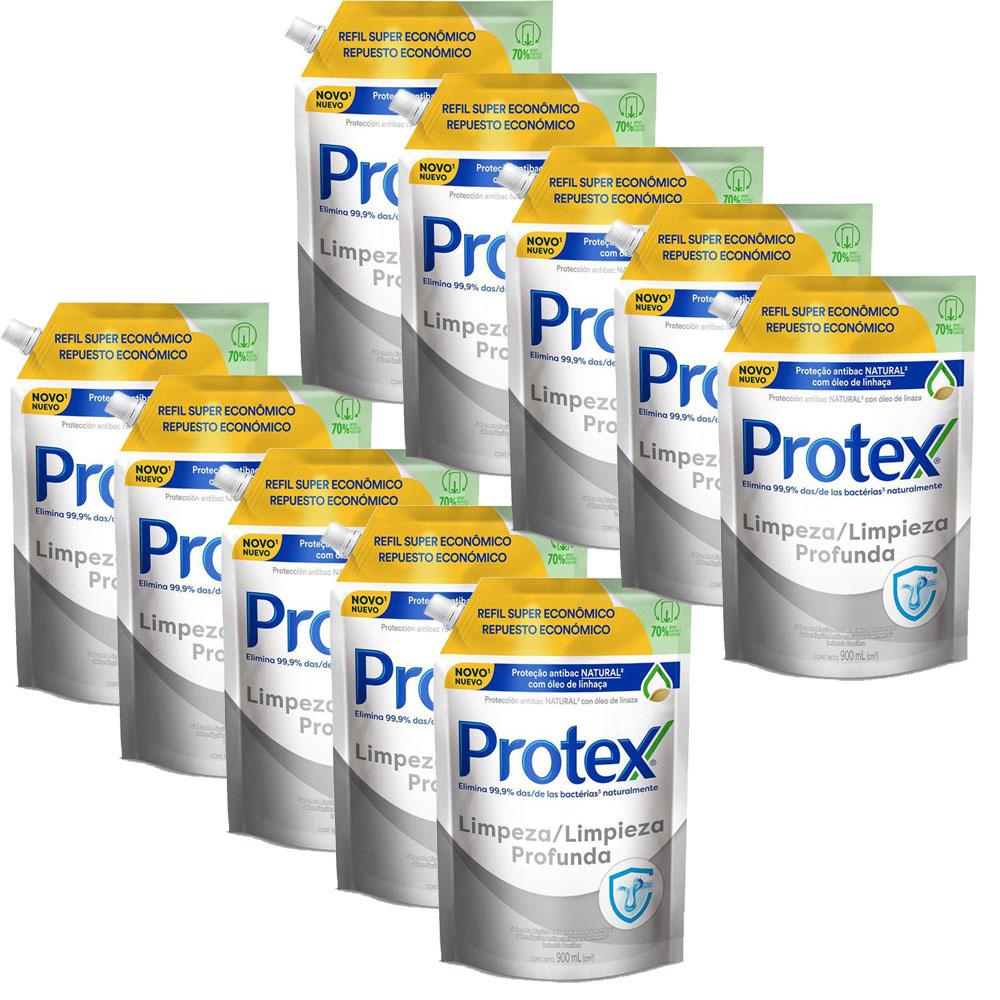 Kit 10 Refil Sabonete Líquido Protex Limpeza Profunda 900ml em Oferta na Shopee