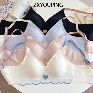 ZXYOUPING Mulher Soutien Sem Costura Sexy Peito Pequeno Push-up Doce Menina Amor Cor Contraste Respirável Confortável Roupa Íntima em Oferta na Shopee
