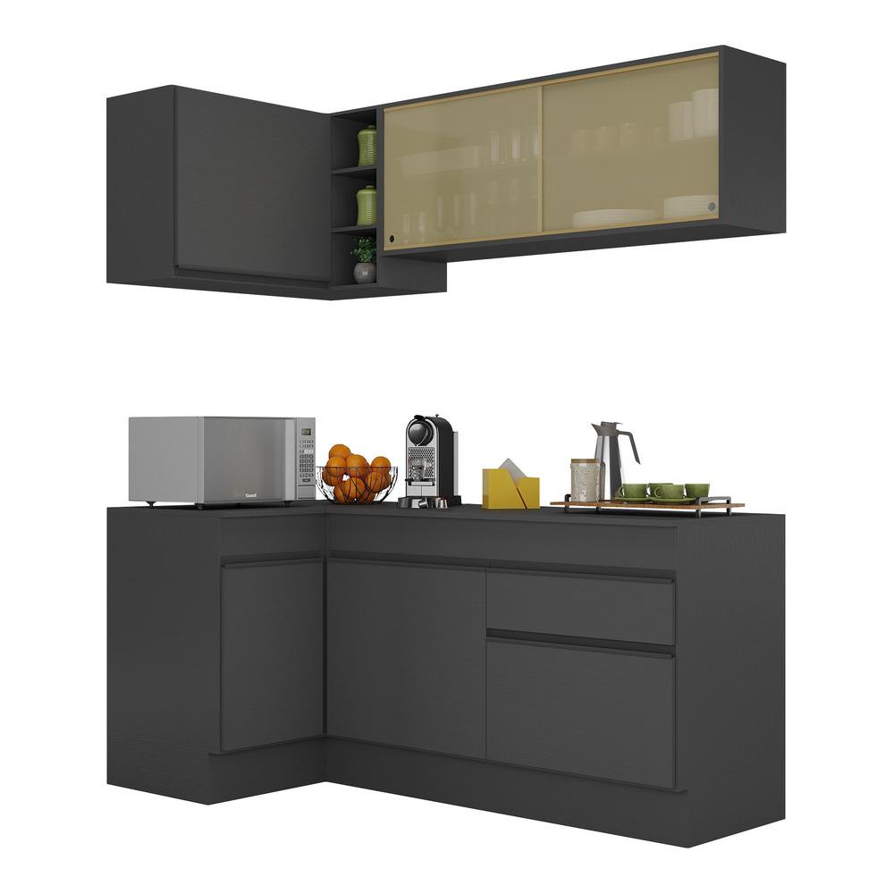 Armário de Cozinha Compacta de Canto com Rodapé Veneza Multimóveis MP2091.895 Preto em Oferta na Shopee