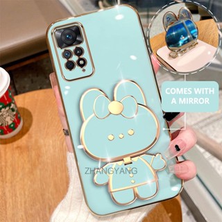 Caixa Redmi Nota 11 Pro 11s Plating 3D Bonito Estojo Telefônico De Coelho Com 360 ° Concha Macia De silicone Rotativa E Espelho Embutido