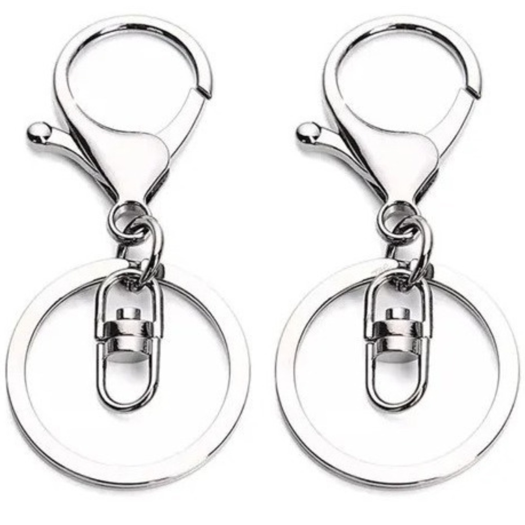 Fecho Mosquetão Lagosta com Girador Argola Chaveiro Níquel 30x68mm 20pçs 180g