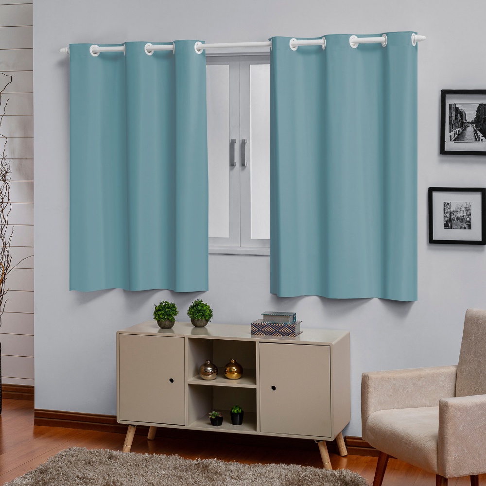 Cortina para Bebê Criança Blackout Curta 2,20m Cor Azul Pvc Indicado para Varão até 1,80m