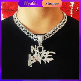 HYAKKI HipHop NO LOVE Pingente masculino Com Cadeia Cubana corrente cravejada strass colar masculino Ice cordão masculino