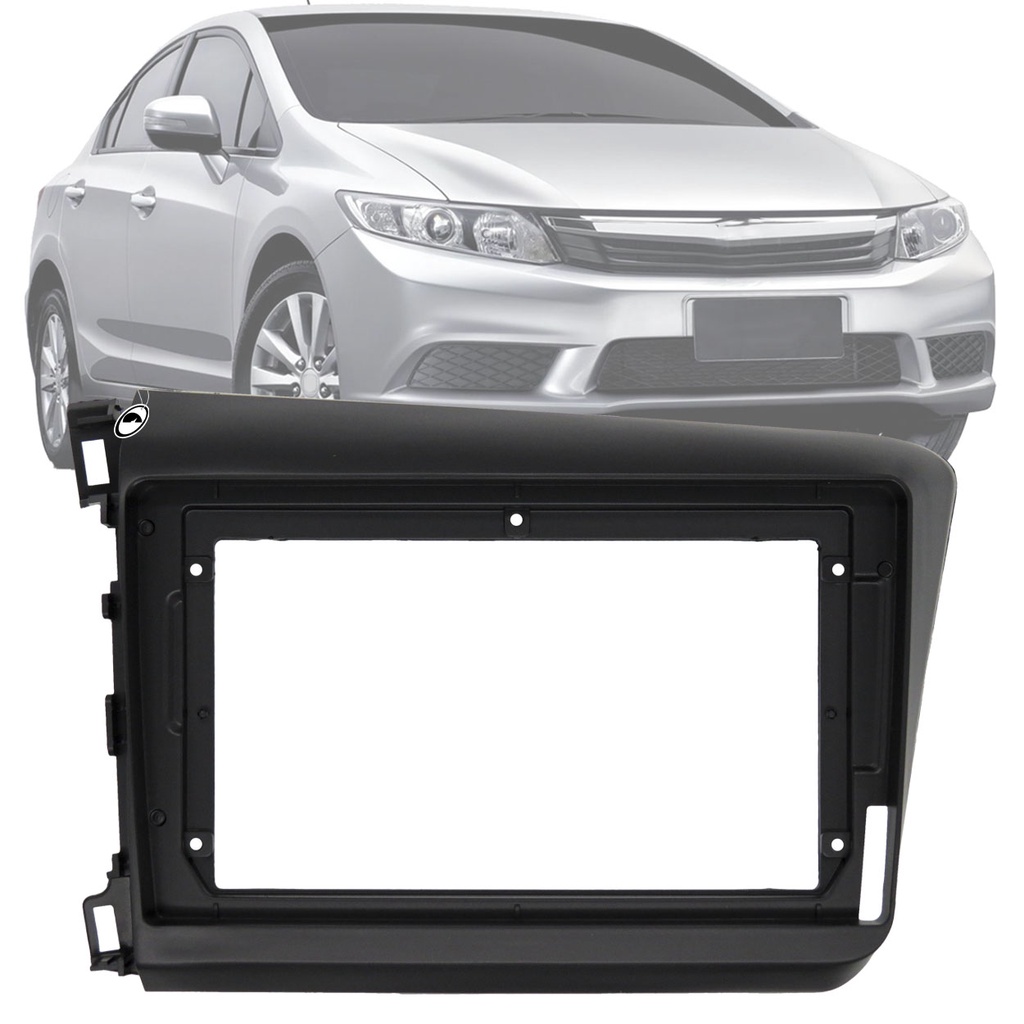 Moldura Painel 2 Din 9" Polegadas Civic 2012 até 2015 Preto