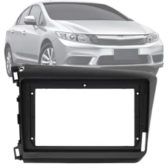 Moldura Painel 2 Din 9" Polegadas Civic 2012 até 2015 Preto