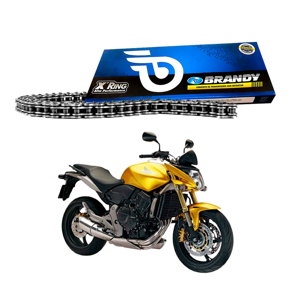 Corrente Transmissão para Moto CBR 600 Hornet VT600 Shadow Com Retentor 525 X Ring - Brandy