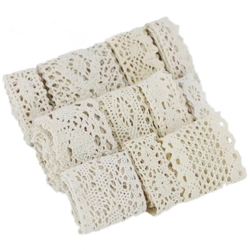 Fita De Renda De Algodão 5m , Colagem Bege , Crochê , Faça Você Mesmo , Festa De Casamento Artesanal , Pacote De Present