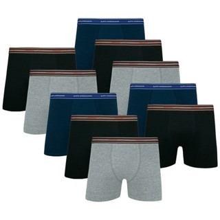 Kit com 10 Cuecas Boxer Tamanho Especial Plus Size Algodão Lupo