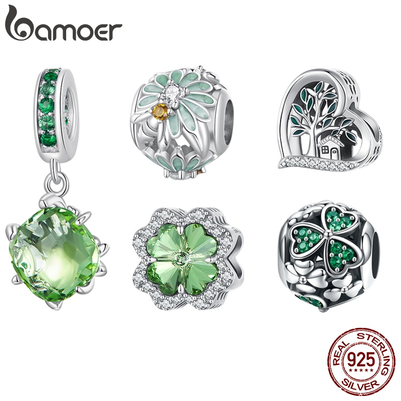 BAMOER 925 Prata Quatro Folhas De Ornamentos De Bricolagem Presentes Adequados Para Mulheres em Oferta na Shopee