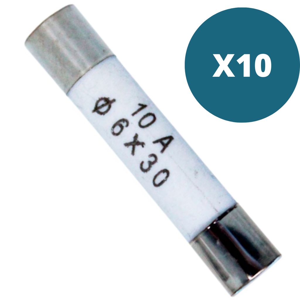 Kit 10 Fusível Cerâmico Para Microondas 10 AMP 6 cm X 30 mm