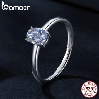 BAMOER 925 Prata Esterlina VVS1 D Cor 1 Carat Moissanita Anel Aberto Ajustável 100 % Genuíno Com Certificado