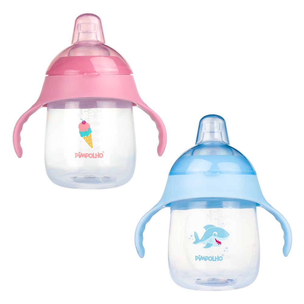 Copo de Treinamento  240 ml Pimpolho Bico de Silicone e Antivazamento