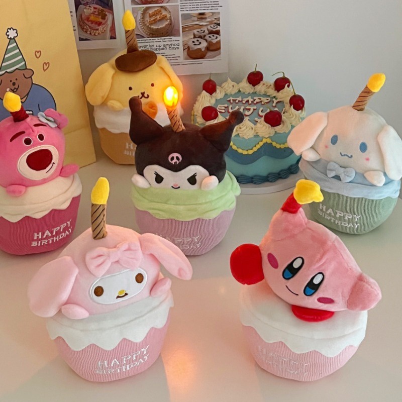 Desenho Animado Sanrio Bolo De Aniversário Brinquedos De Pelúcia Kawaii Anime Kuromi My Me...