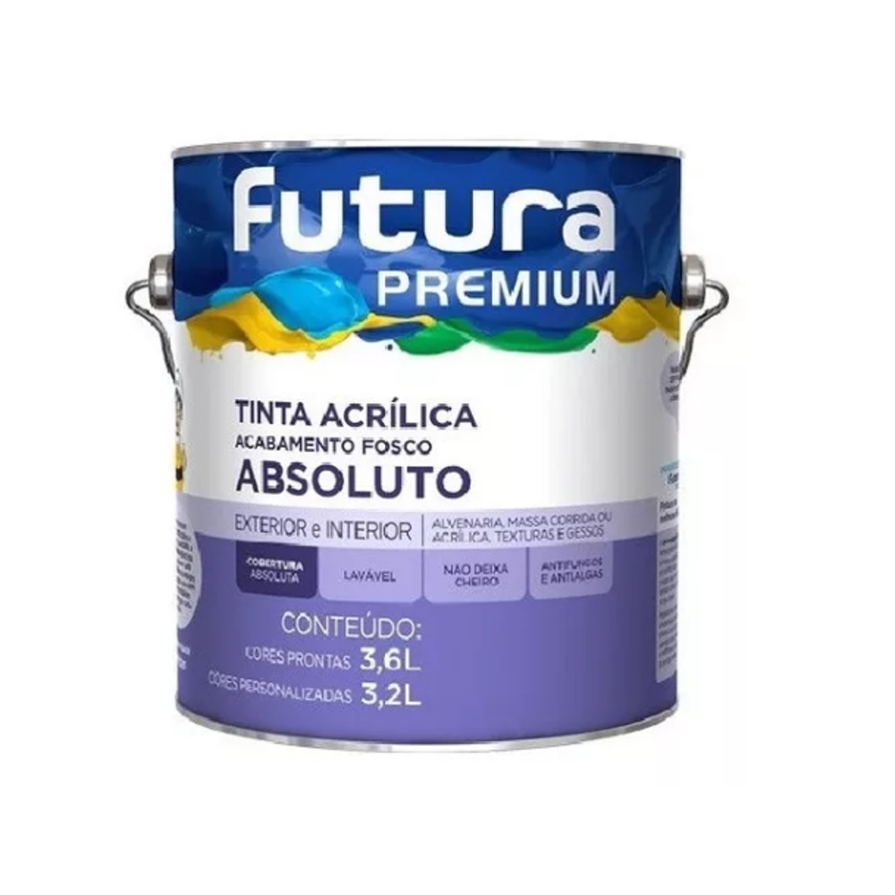 TINTA BRANCA LAVÁVEL PARA PAREDE 3,6L FUTURA ABSOLUTO PREMIUM