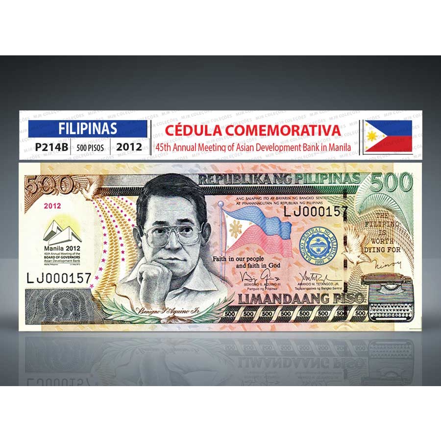 Cédula Filipinas 500 Pisos 2012 P214b Fe Comemorativa
